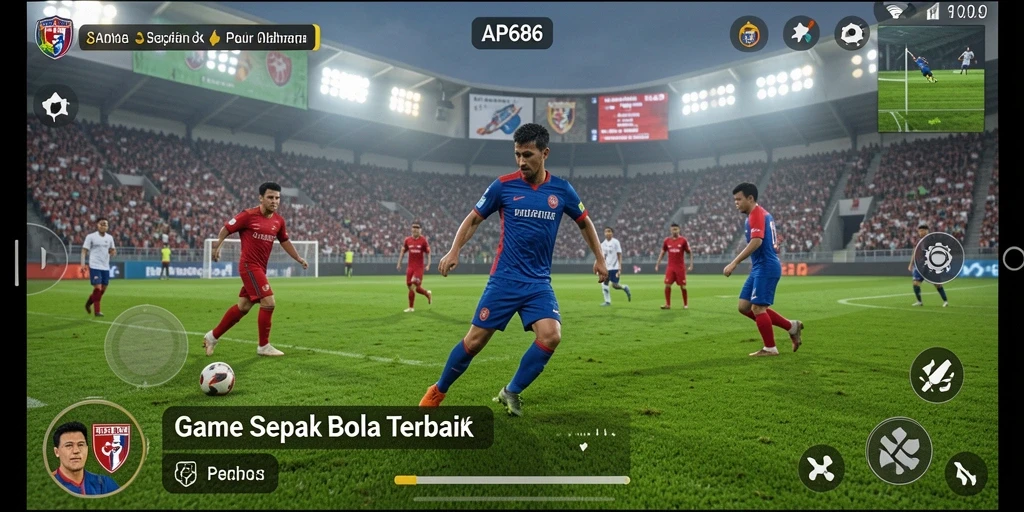 Screenshot AP686 menampilkan aksi seru permainan sepak bola.