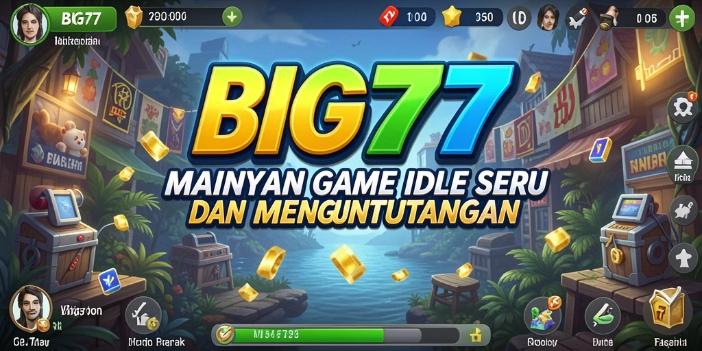 Tampilan gameplay BIG77 menunjukkan keseruan dalam mengumpulkan sumber daya secara otomatis.