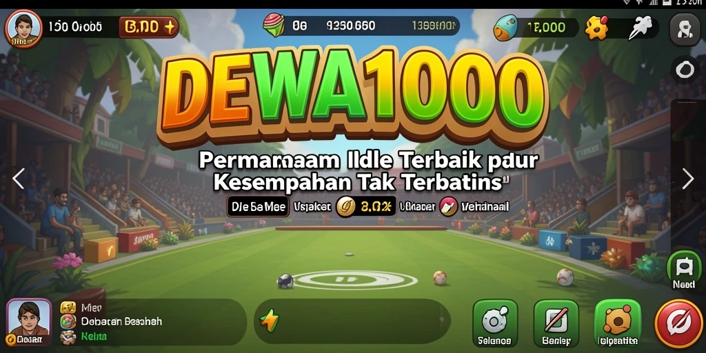 Screenshot menampilkan gameplay santai dan penghasilan otomatis DEWA1000.