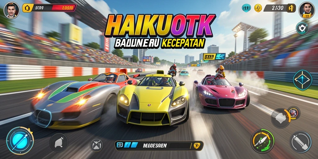 Tampilan gameplay HAIKUOTK yang mendebarkan saat balapan.
