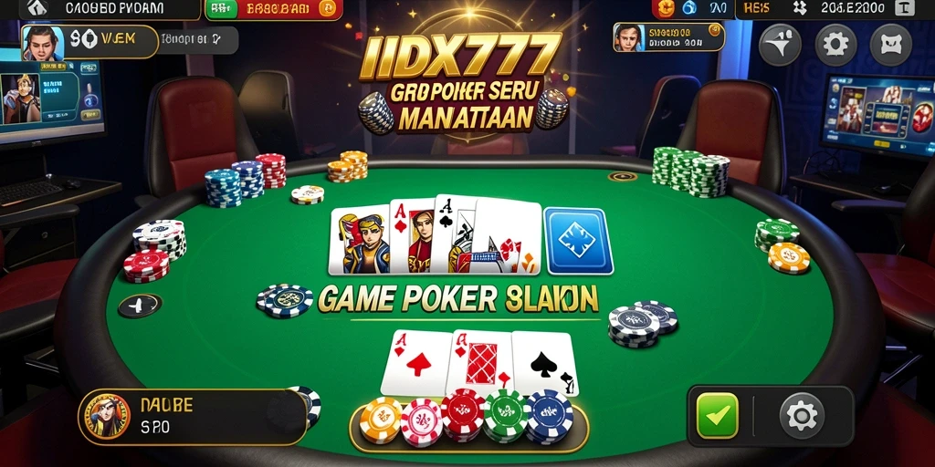 Tampilan gameplay Poker yang menarik dan mendebarkan.