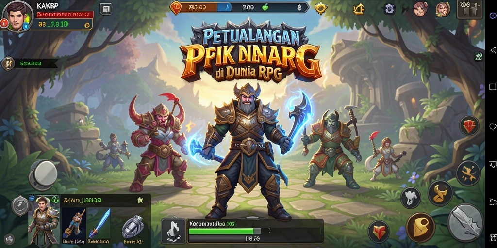 Screenshot dari gameplay KAKRP yang menunjukkan pertempuran seru dan dunia fantasi.