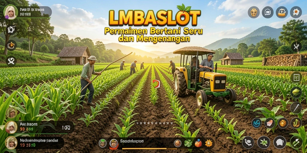 Tangkapan layar menunjukkan gameplay menarik dalam LMBASLOT dengan aktivitas bertani.