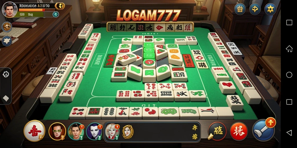 Screenshot gameplay LOGAM777 menampilkan tampilan papan Mahjong yang menarik.